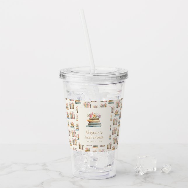 Copo De Acrílico Chá de fraldas de Livros de Flores Selvagem (Wildflower Books Baby Shower Acrylic Tumbler by Painted Paperie
)