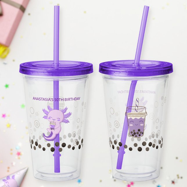 Copo De Acrílico Chá de Leite de Boba Axolote Roxo (Criador carregado)