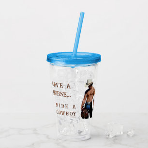 Copo De Acrílico Chapéu de cowboy de palha save horse SlipperyJoe's