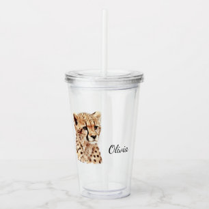 Copo De Acrílico Cheetah Face Personalizada