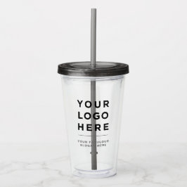 Copo De Acrílico Cinza Mínima Personalizada Limpa Tumbler com Palha