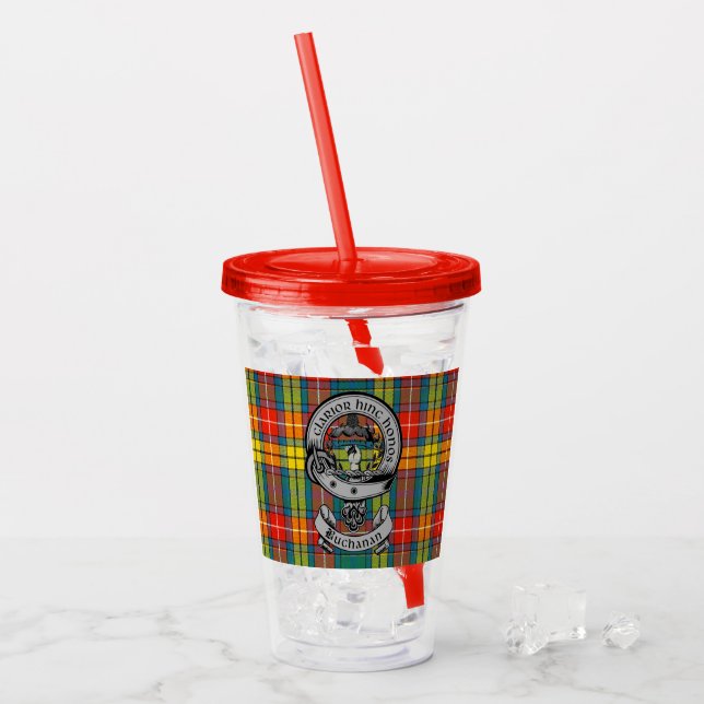 Copo De Acrílico Clan Buchanan Crest Crachá & Tartan (Gelo frontal)