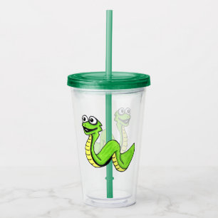 Copo De Acrílico Cobra Verde-claro-Amarelo-branco-de-desenho