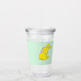 Copo De Acrílico Coelhinhos amarelos felizes no chalé