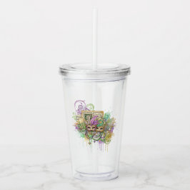 Copo De Acrílico Colagem Splatter Mardi Gras