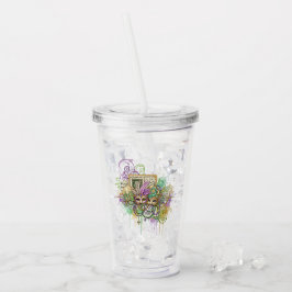 Copo De Acrílico Colagem Splatter Mardi Gras