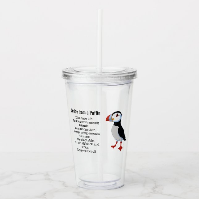Copo De Acrílico Conselhos de um Puffin Design acrílico Tumbler (Frente)