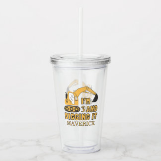 Copo De Acrílico Construção de Bois Amarelos Despejam Caminhão Aniv