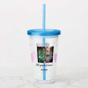 Copo De Acrílico Cor d'água rosa púrpura pai filho pai adicionar im