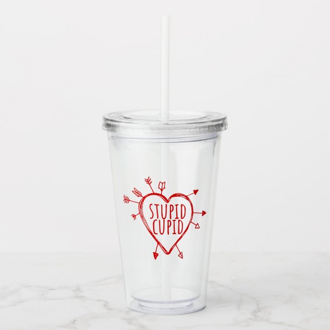 Copo De Acrílico Coração Idiota do Cupido Com Flechas Sarcasmo Dive (Frente)