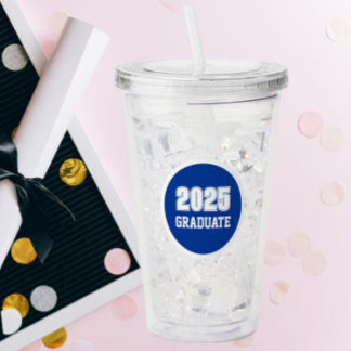 Copo De Acrílico Cores Escolares Azul Real e Branco Ano de Graduaçã