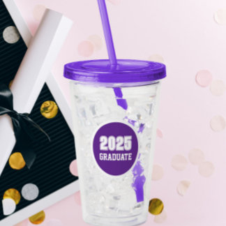 Copo De Acrílico Cores Escolares Roxo e Branco Ano de Graduação