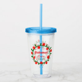 Copo De Acrílico coroa verde vermelha cir adicionar nome bridesmaid