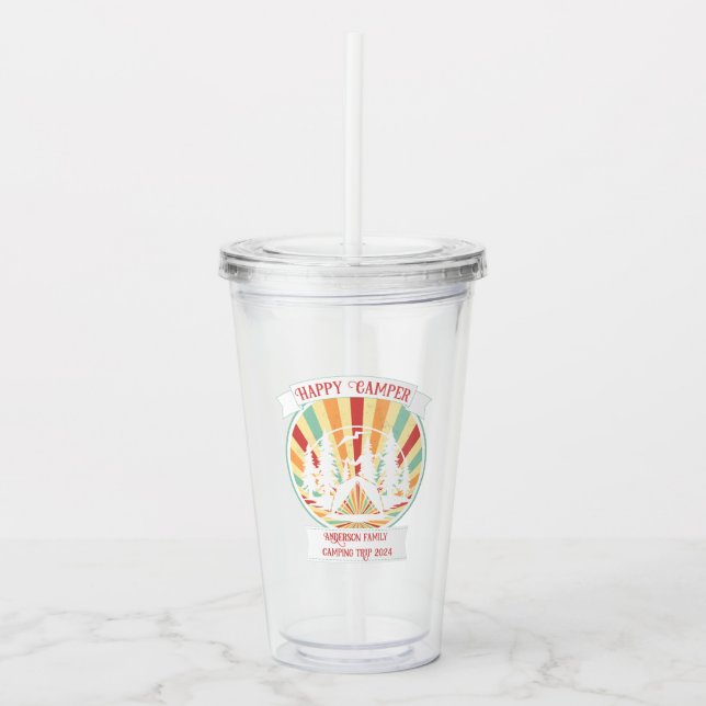Copo De Acrílico Correspondência com o acampamento de família perso (Frente)