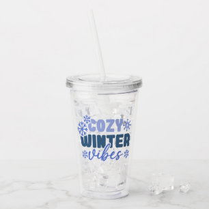 Copo De Acrílico Cozy Winter Vibes - Tipografia do Floco de Neve