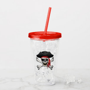 Copo De Acrílico Crânio Pirata