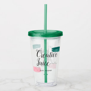 Copo De Acrílico Creative Juice Typographics Pink & Green Abstrato