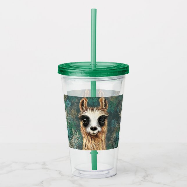 Copo De Acrílico Curioso Bebê Llama Engraçado Tumbler Acrírio (Frente)