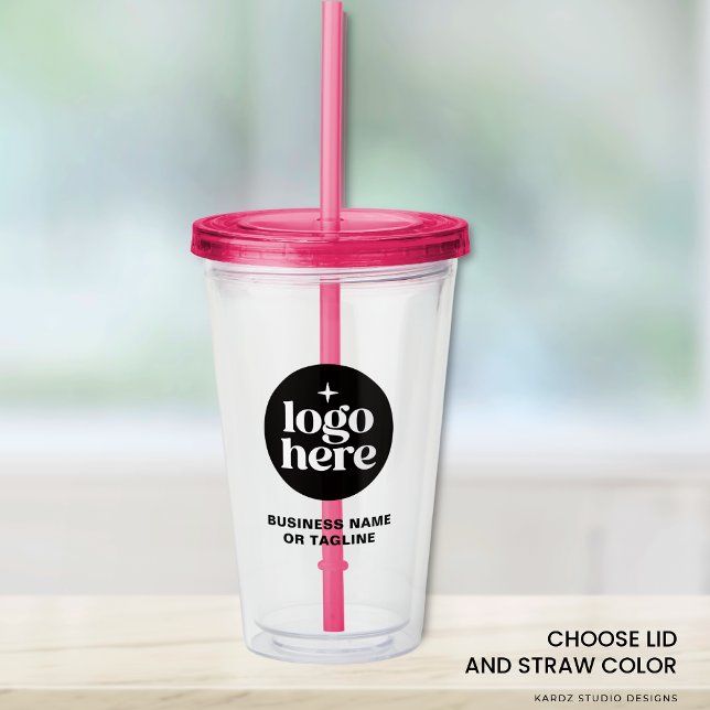 Copo De Acrílico Custom Business Name Logo Acrylic Tumbler (Image shows 20-oz acrylic tumbler Customize it with your logo and text. Choose color.)