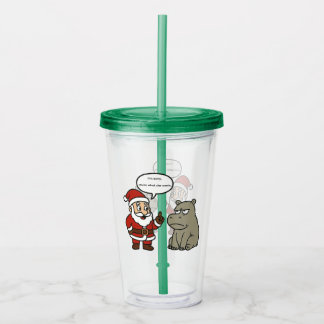 Copo De Acrílico cute, funny Santa and Hippo Christmas