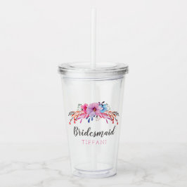 Copo De Acrílico Dama de Honra Floral Personalizada