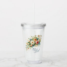 Copo De Acrílico Descanse no Lorde Flóral