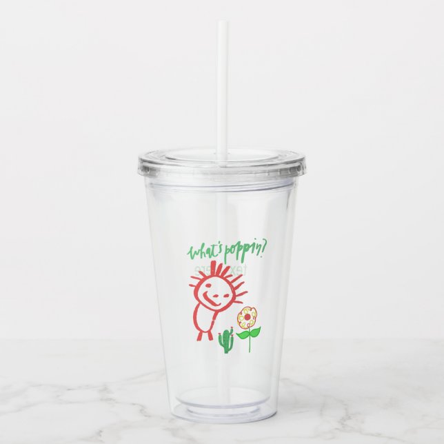 Copo De Acrílico desenho à mão de bebê  (Frente)