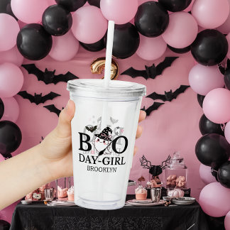 Copo De Acrílico Dia da Boo Menina Rosa Aniversário de Halloween