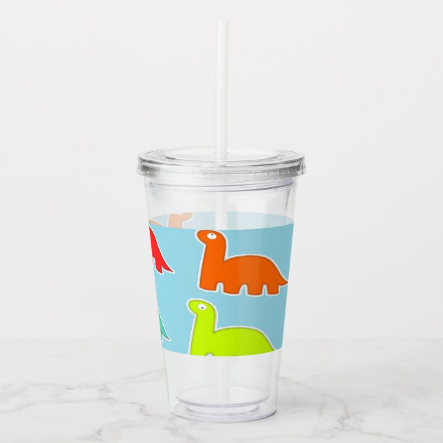 Copo De Acrílico Dinos em azul (Frente)