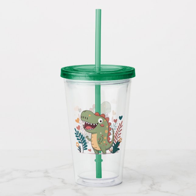 Copo De Acrílico Dinossauro Gato (Frente)