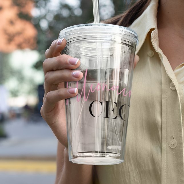 Copo De Acrílico Diretor-Geral Milionário Mínimo Moderno | Rosa E P (Criador carregado)