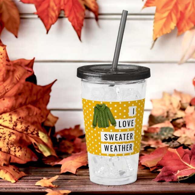 Copo De Acrílico Divertido Eu Adoro Doce Clima Bolinhas Brancas Dou (Same design on opposing sides. )