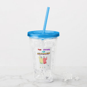 Copo De Acrílico Dois Saúde Para Amizade 30 Meninas Julho Amigos
