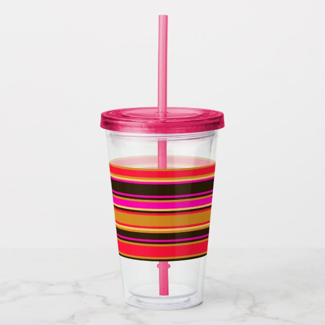 Copo De Acrílico Dourado, Vermelho e Magenta - Tumbler Acrílico Str (Frente)