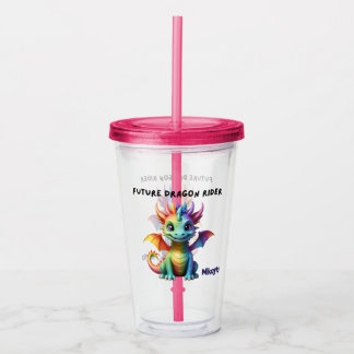 Copo De Acrílico Dragão Arco-Íris Personalizado
