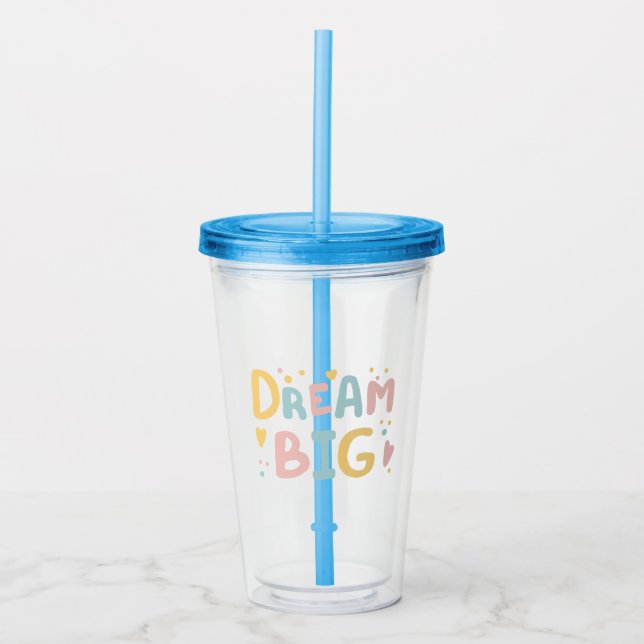 Copo De Acrílico Dream Big Pastel Hearts (Frente)