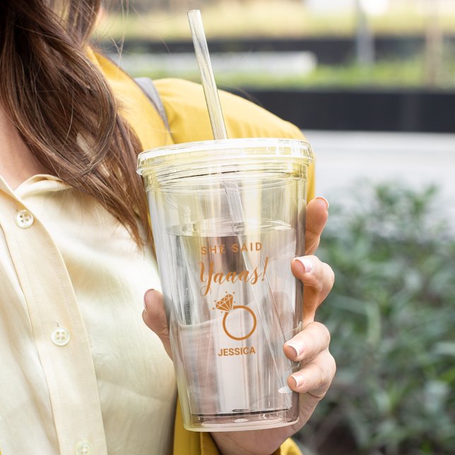 Copo De Acrílico Ela disse sim Festa de noivado (Criador carregado)