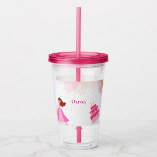 Copo De Acrílico Elegante aniversário de princesa da Disney