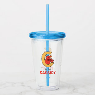 Copo De Acrílico Elmo Alphabet C Laranja