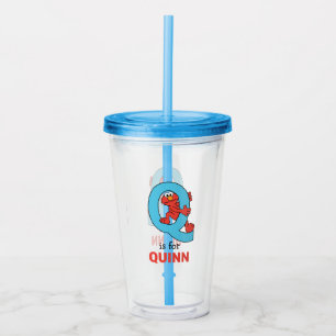 Copo De Acrílico Elmo Alphabet Q Azul