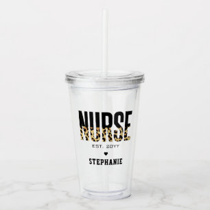 Copo De Acrílico Enfermeira Personalizada Est Cheetah RN
