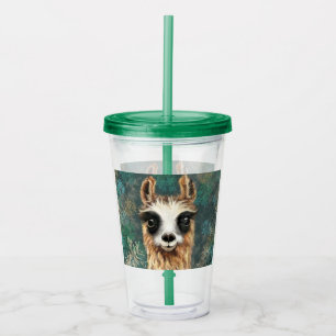 Copo De Acrílico Engraçado acrílico com curioso bebê alpaca