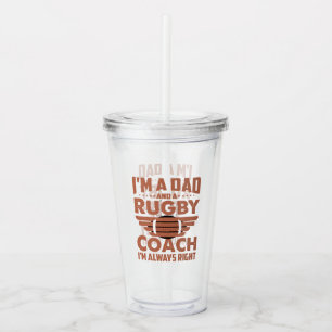 Copo De Acrílico Engraçado Pai de Rugby e treinador de Rugby