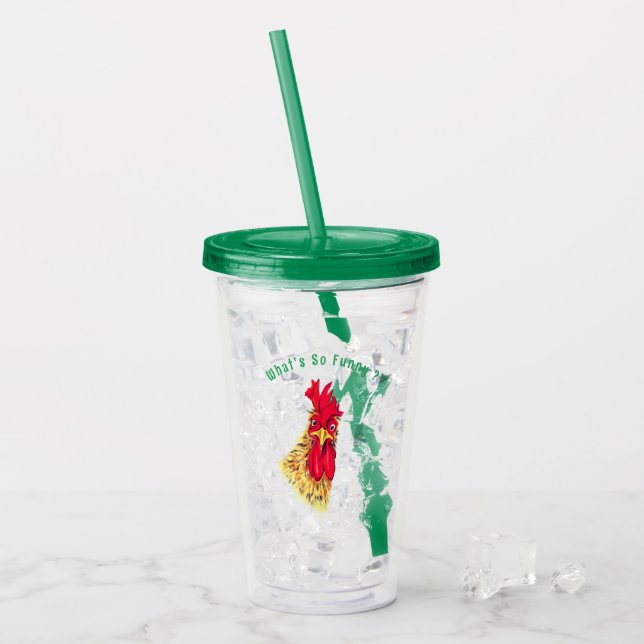 Copo De Acrílico Engraçado Rooster Acrylic Tumbler - Texto Personal (Gelo frontal)