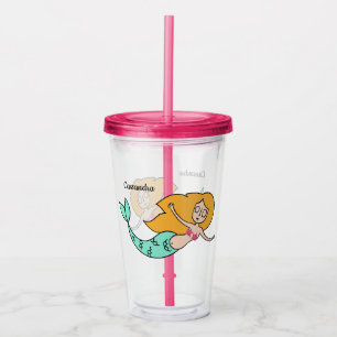 Copo De Acrílico Engraçado Sereia com nomes personalizados
