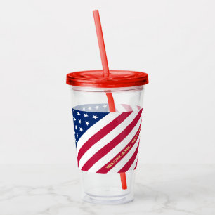 Copo De Acrílico Estrelas de Sinalizador Americanas Stripes Persona