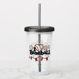Copo De Acrílico Eu Amo Baseball Acrylic Tumbler