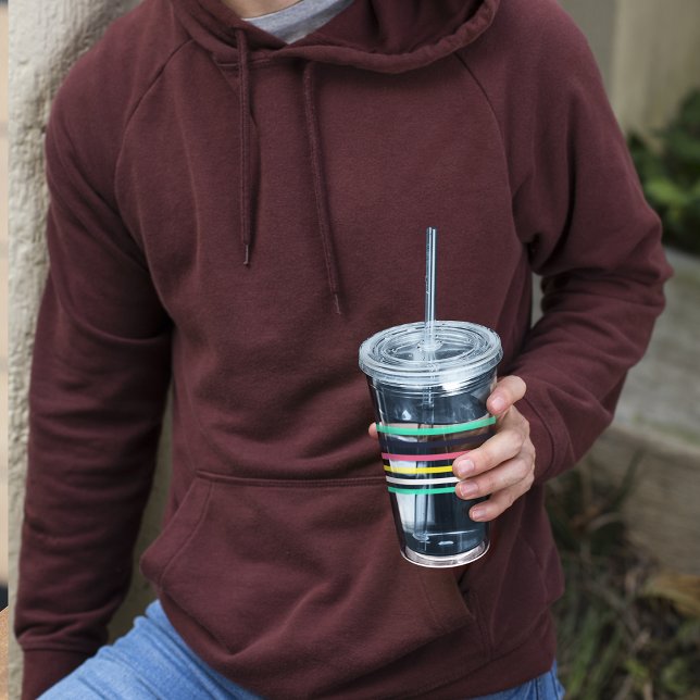 Copo De Acrílico Faixa Horizontal Colorida (Colored Horizontal Stripes Acrylic Tumbler)