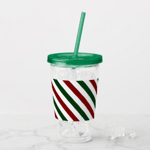Copo De Acrílico Faixas de Natal Personalizáveis