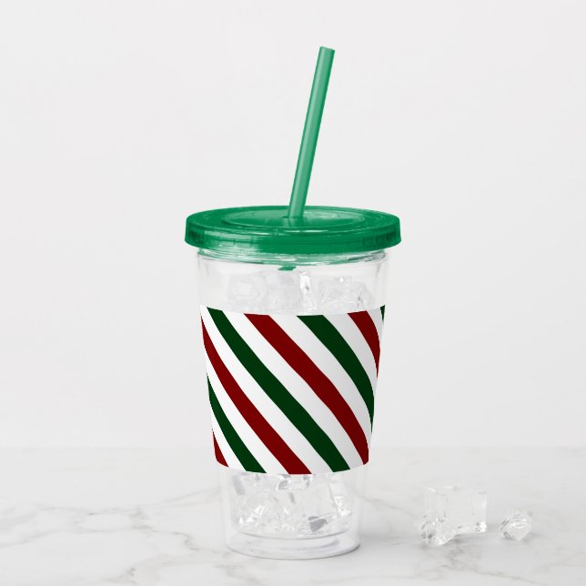 Copo De Acrílico Faixas de Natal Personalizáveis (Gelo traseiro)